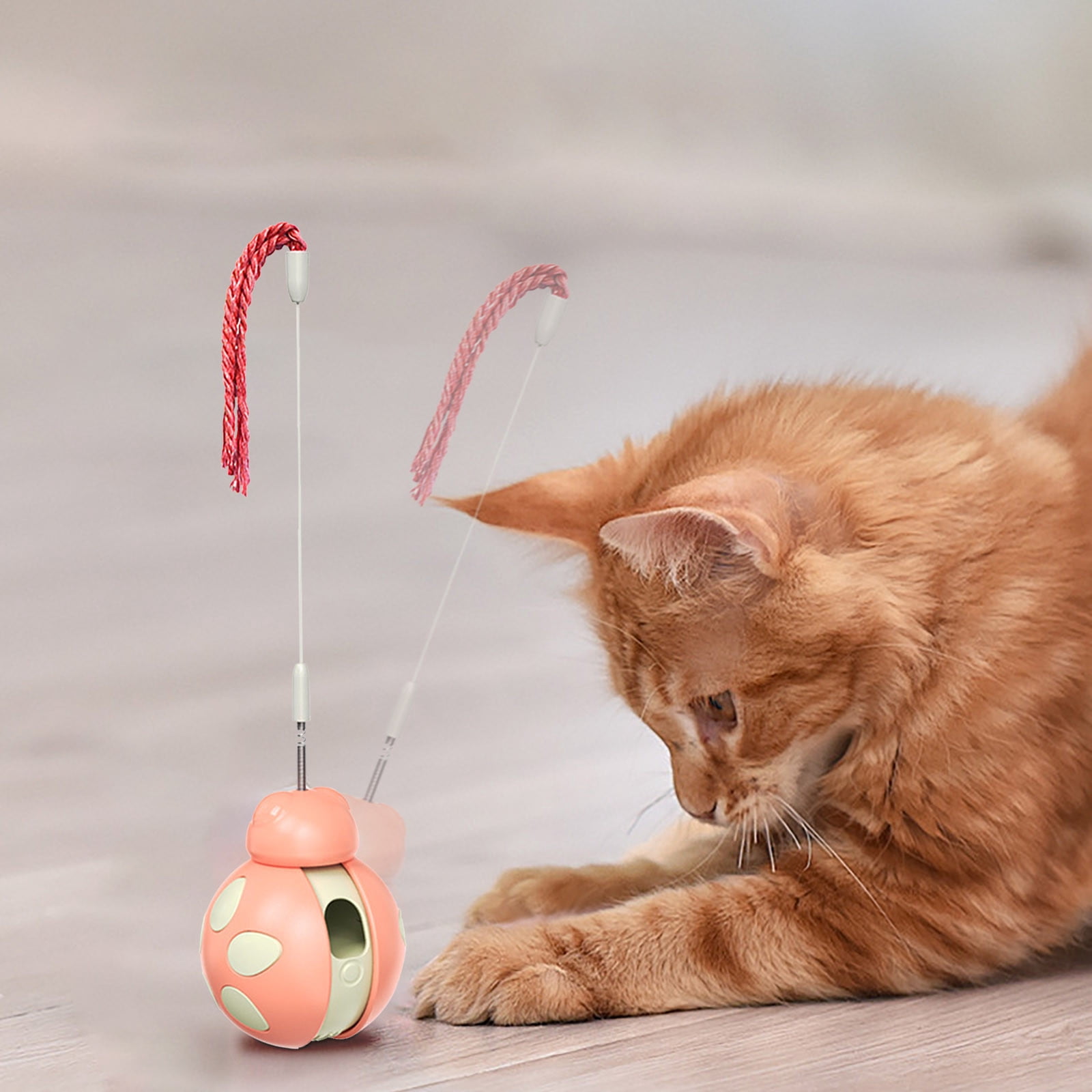 Interactive Cat Toy Rolling Ball with Food Dispenser - Tumbler Design, Bounce Teaser Wand, Cat Toy Balls, Funny Exercise, Safe Play Pet Toy Indoor for Bored Kittens Adults Cats(2PC)