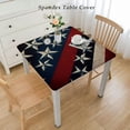 thumbnail image 2 of nygtbtfer Black Red Stripe and Firemen Table ,Fitted Tablecloth for Table Washable Elastic Stretch Patio Tablecloths,Retro USA Flag Wood Grain Table Cloth for Cocktail Wedding, 2 of 7