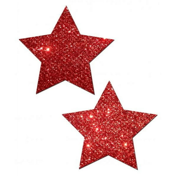 Pastease Premium Glitter Star Nipple Covers- Red O/S - Pleather