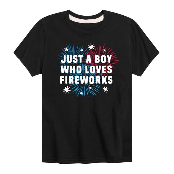 Instant Message - Just A Boy Who Loves Fireworks - Toddler And Youth Short Sleeve T-Shirt
