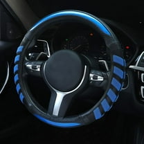 Luxury 3D Honeycomb Steering Wheel Cover Leather Sporty Anti-Slip Great Grip 15 Inch Universal Steering Wheel Cover for Men Women, Blue