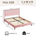 thumbnail image 5 of 4 EVER WINNER Full Bed Frame with Storage Headboard, Faux Leather Bed Frame with Diamond Tufted Headboard and LED Lights,Wooden Slats Support, Noise Free, No Box Spring Needed, Easy Assembly, Pink, 5 of 6