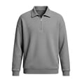 thumbnail image 4 of Sweatshirt for Men Retro Casual Knit Lightweight Zipper Front Hoodless Pullover Everyday Wear Tops, 4 of 4