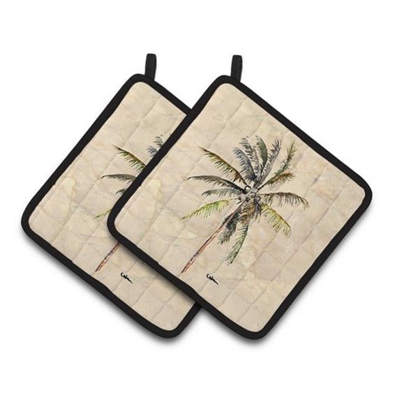 Palm Tree Pair of Pot Holders, 7.5 x 3 x 7.5 in.