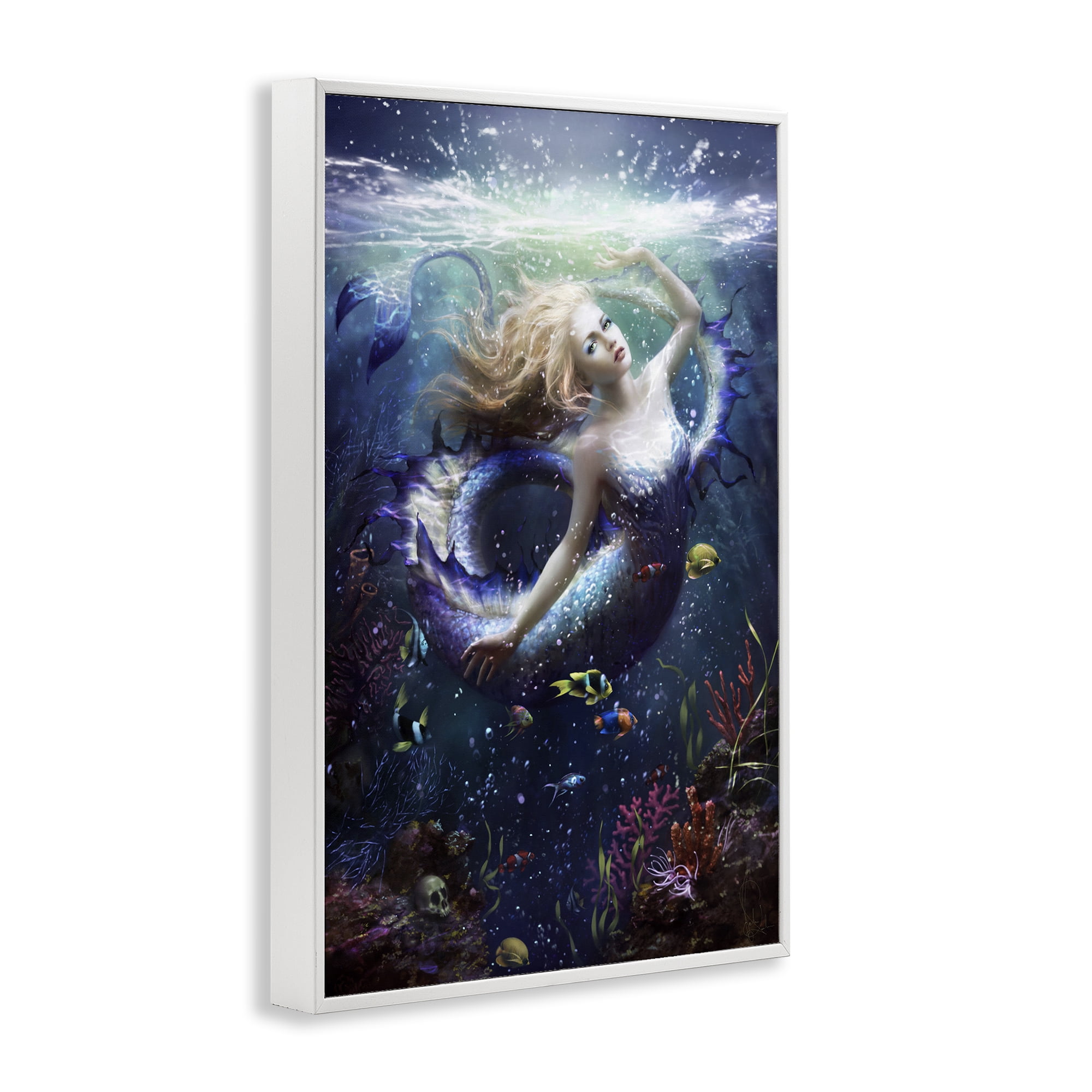 Stupell Industries Deep Sea Mermaid White Framed Giclee Art, design by Melanie Delon