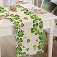 thumbnail image 2 of St. Patrick's Day Shamrock Clover Bushes Table Runner, Gold Coins Green Heart Kitchen Dining Table Decor, Irish Spring Burlap Home Decoration Indoor Outdoor Holiday Party Supply 13 x 90 Inches, 2 of 6