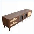 thumbnail image 4 of TV Entertainment Center, Modern Rattan-Inspired Media Console with 3 Cabinets 2 Drawers LED Lights | Dark Brown | MDF+Glass, 4 of 26