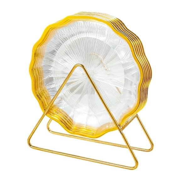 QSTDGVPW 6 Pieces Dishes Set Dinnerware Set Dessert Plate Elegant Kitchen Dish Plate Bone Clear