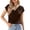 Brown, variant on BESEW7 Women's Summer Tops Casual Short Sleeve Blouses Solid Crew Neck Relaxed Fit Knit Tee for Business Work Holiday Everyday Wear Sky Blue 4XL