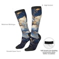 thumbnail image 5 of Picia Women Crew Soft Moisture-wicking Socks Blue Golden Dream Lotus Pattern Design Cotton Socks, One Size fit All, 5 of 9