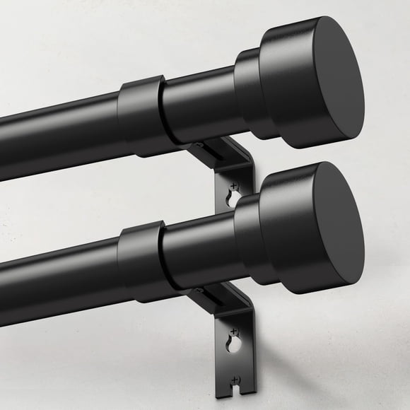 Barra de cortina IFELS Heavy Duty de 1 pulgada, negra, 70 — 120 cm, paquete de 2