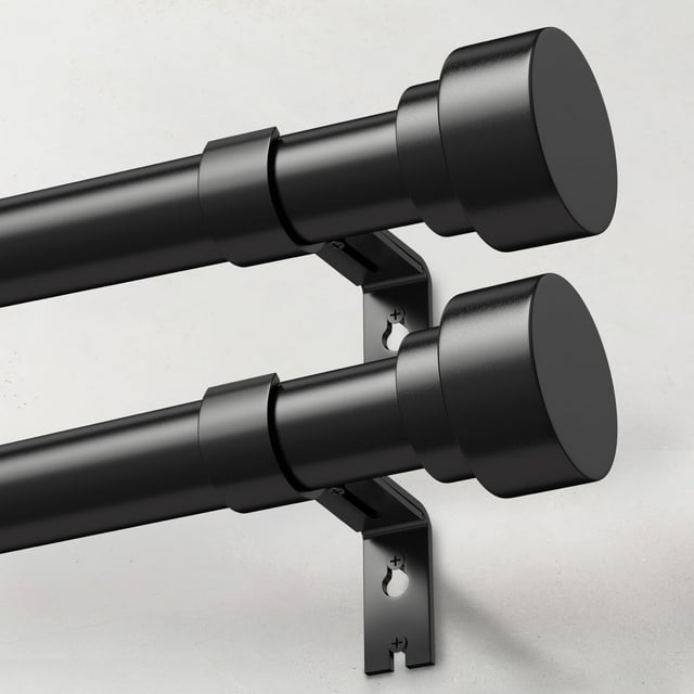 Barra de cortina IFELS Heavy Duty de 1 pulgada, negra, 70 — 120 cm, paquete de 2