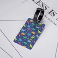 thumbnail image 5 of Luggage Tags for Suitcases, Dinosaur Palms Tropical Leaves Leather Bag Luggage Tags ID Label Tags Privacy Protection Travel Bag Labels, 5 of 6