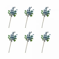 ZULAR 6Pcs Artificial Flowers California Faux Blueberries Artificial Blueberry Stems for Decorating Blueberry Picks Fruit Fake Silk Flowers Home Decorative Party Wedding Decor