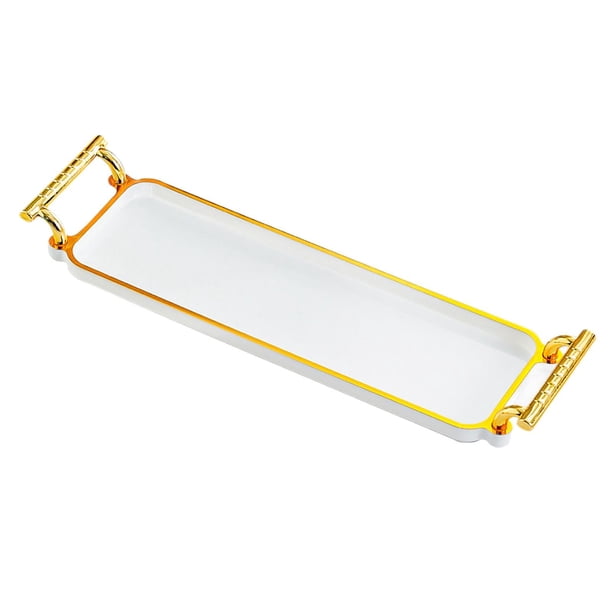 Bandeja rectangular BLESIY para servir Con asas organizador de encimera blanca