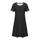 thumbnail image 4 of Puntoco Nuevo Vestido Casual De Verano Para Mujer, Cuello Redondo, Color Sólido, Suelto, Plisado, De Manga Corta, Vestido De Manga Corta Con Cuello Redondo, Negro Xxl,Regalos Para Mujer Joven, 4 of 5