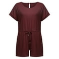 thumbnail image 1 of Combinaison d'Été pour Women Col Rond Casual Solide Manches Courtes Romper Confortable Cordon Short Combinaison avec Poches, 1 of 7