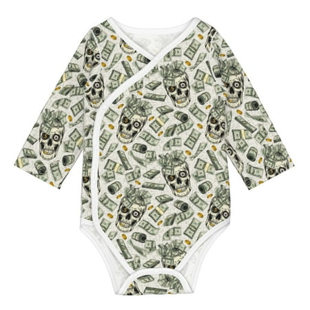 

Gaeub Skull with Cash Unisex Babies Long-Sleeve Bodysuit 100% Organic Cotton-12 Months