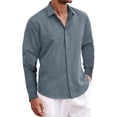 thumbnail image 3 of Thrilos Mens Dress Shirts Long Sleeve Tops Button Up Work Shirts Casual Linen Shirt for Men, 3 of 7