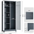 thumbnail image 3 of Metal Storage Cabinet 72" Tall, Garage Storage Cabinet with Lockable Doors & Shelves, Utility Broom Closet, Steel Tool Cabinet for Garage, Laundry Room, Home Office, Grey/White, 3 of 7