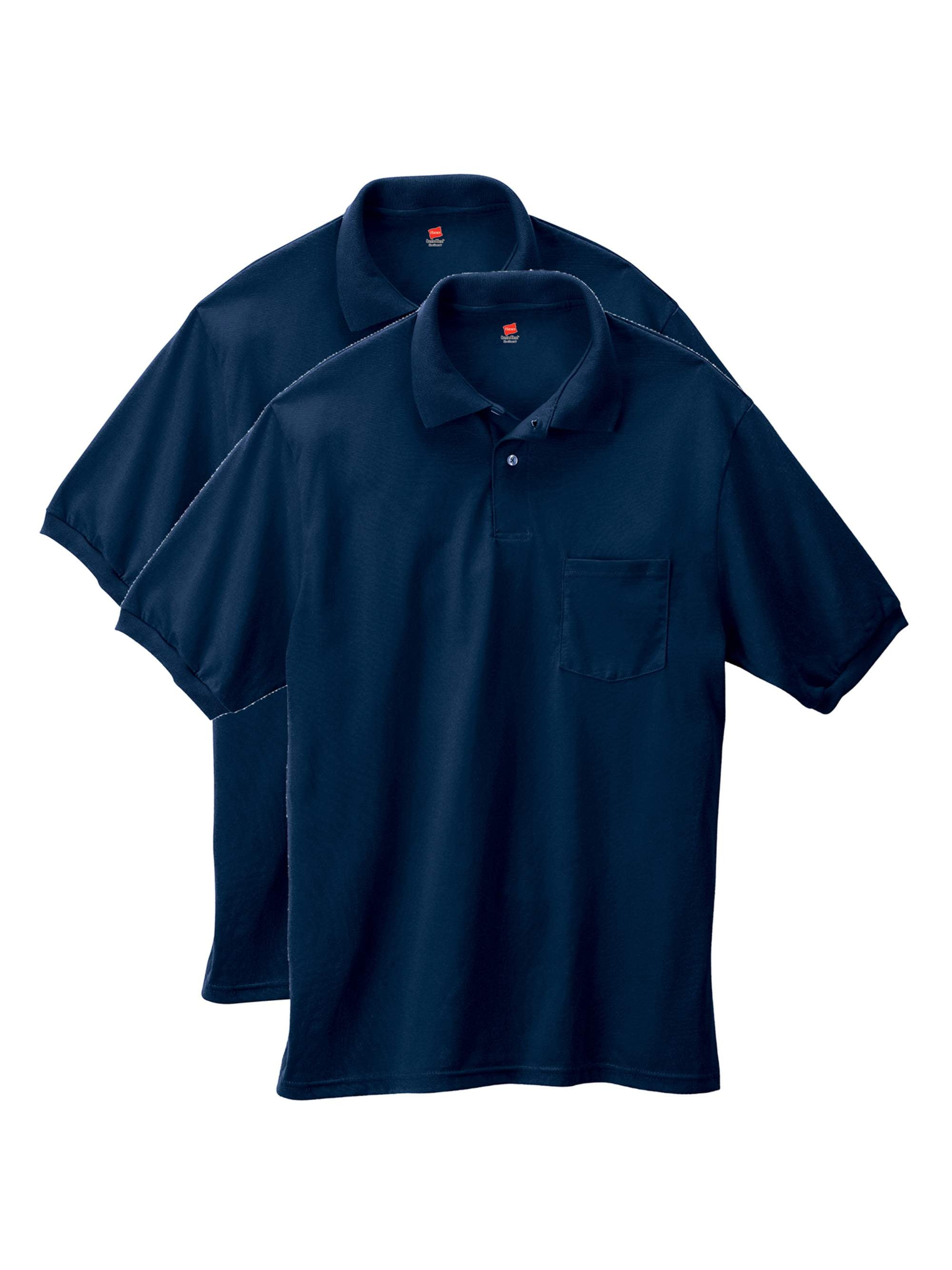 Hanes Hanes Men's Ecosmart Short Sleeve Pocket Polo Shirt 2 Pack