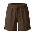 thumbnail image 5 of DDAPJ pyju Men's Beach Shorts Elastic Waist Cotton Linen Short Pants Summer Casual Vacation Shorts with Pockets Father's Day Gifts Brown XL, 5 of 6