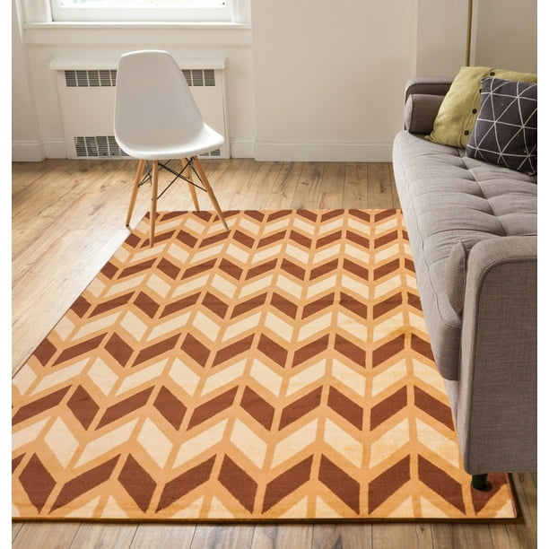 Well Woven Chevron Beige and Brown 3'3" x 5' Area Rug Carpet Walmart