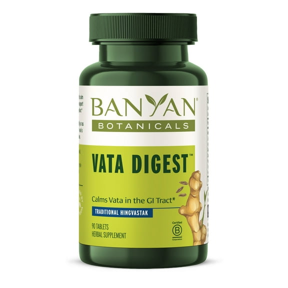 Banyan Botanicals Vata Digest – Natural Digestion Supplement Made with Organic Herbs Like Ajamoda & Ginger – for Digestion Support and Comfort* – 90 Tablets – Non GMO Sustainably Sourced Vegetarian
