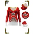 thumbnail image 5 of Luxtrada Sweatshirt Women Fashion Christmas Elk Print Sexy Off-the-shoulder Top Trumpet Long Sleeve T-shirt, 5 of 9
