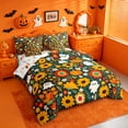 thumbnail image 2 of Homewish Whimsical Halloween Ghost 7-Piece Twin Bedding,Mixed Autumn Floral Print Bedding Comforter Set,Forest Green Yellow,Halloween Reversible, 2 of 8
