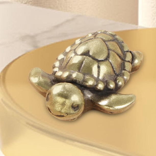 Figuras de tortugas de latón Desktop Retro coleccionable Ornamento Mini Creative Miniature Turtle Figurine para escritorio Decoración de automóviles