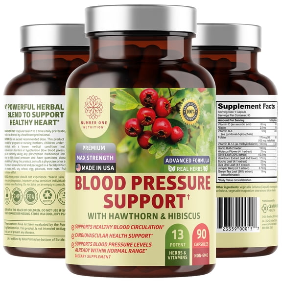 N1N Premium Blood Pressure Support with Hawthorn and Hibiscus, 90 Caps