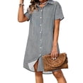 thumbnail image 2 of Women's Plus Size Short Sleeve Dresses Striped Loose Resort Shirt Dress, 2 of 8