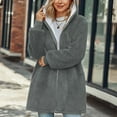 thumbnail image 4 of Abrigo de polar de peluche para mujer con cremallera, chaqueta con capucha de gran tamaño, sudadera con capucha de invierno larga, holgada, cálida y esponjosa con bolsillos, 4 of 6