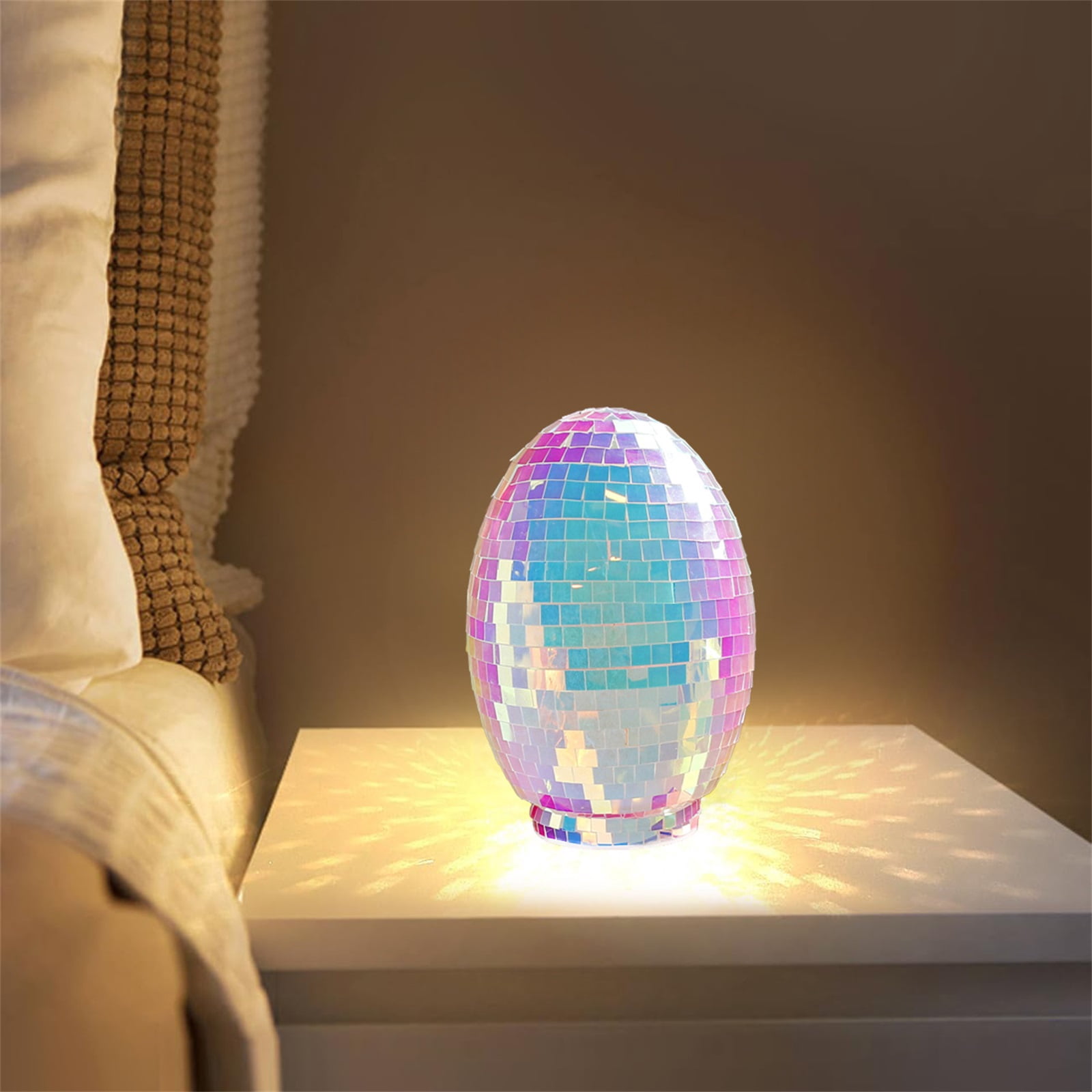 3PCS Easter Decorations Disco Mirror Egg Tabletop Decor 6.7 Inch for Party Home Display, Shiny Easter Decor for Shelf Desk Centerpiece
