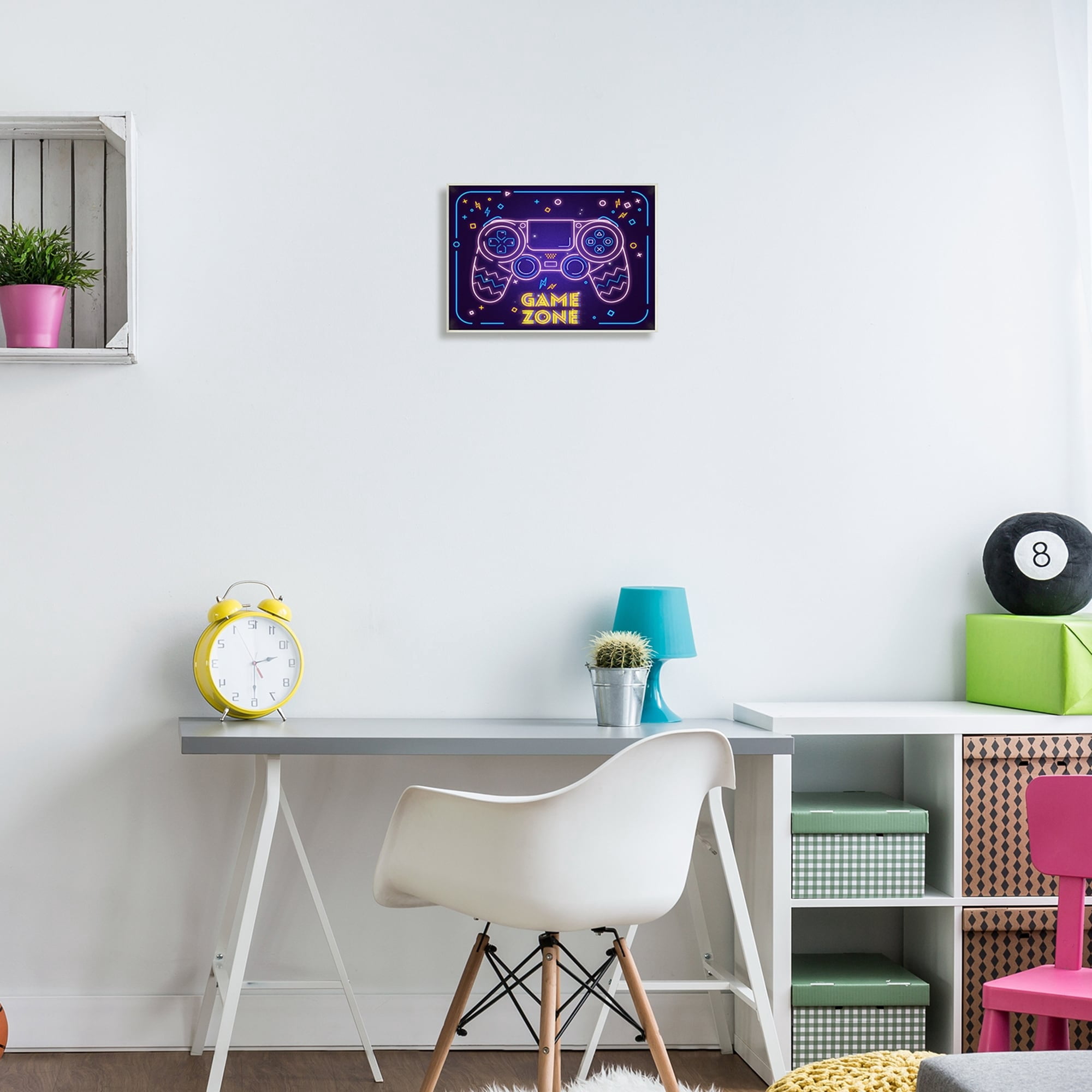Stupell Industries Vivid Neon Style Game Zone Arcade Gamer Sign , 15 x 10, Design by Ziwei Li