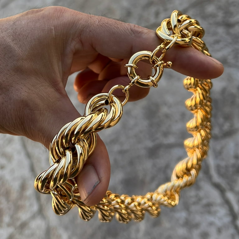 16 Inch 14k Dookie Rope Chain 80's Dookie Roll Chain 14K