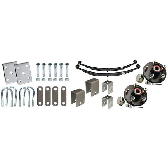Dexter 86544 Single Axle 4-Stud 1-3/4" Round & 1" Spindle 2,000 to 2,200 Capacity Installation Kit with Painted Hubs