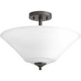 thumbnail image 6 of Progress Lighting Joy Collection 3-Light Semi-Flush Fixture, Brushed Nickel, White Etched Glass Shade, 6 of 7