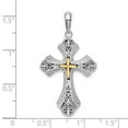 thumbnail image 3 of Finest Gold 29.5 x 20.8 mm Sterling Silver Polish Filigree Budded Cross with 14K Accent Pendant, Two-Tone, 3 of 3