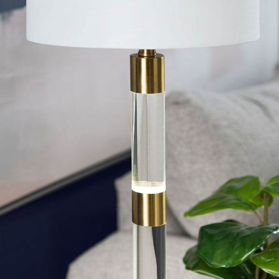 Crestview Collection Winslet Metal Table Lamp with Nightlight with White Linen Shade