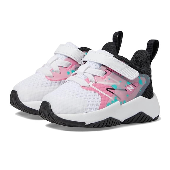 New Balance Kid's Rave Run V2 Hook & Loop Shoe, Raincloud/Green Punch/Pixel Green, 4.5 Wide Big Kid