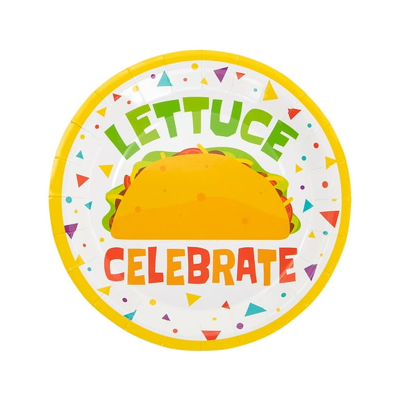 Fun Express Lettuce Celebrate Taco Party Dinner Paper Plates - 8 Ct.