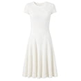 thumbnail image 2 of TaTaai Women's Summer Casual Solid Color Short Sleeve Round Neck Ribbed Knit Dress Breathable Soft Stretchy Loose Fit Daily Wear Midi Dress Gift, 2 of 2