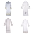 thumbnail image 2 of Túnica de sacerdote blanca, disfraces medievales para cosplay, Halloween, Navidad, fiestas de disfraces, disfraces de iglesia católica para hombres, 2 of 5