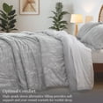 thumbnail image 3 of 3 Pieces Comforter Sets, 1 Soft Reversible Botanical Flowers Comforter and 2 Pillow Shams, Frost Gray, Twin Size, 3 of 8