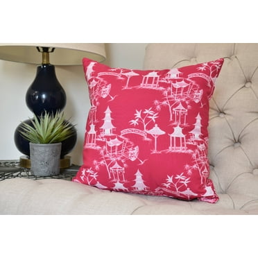 20 x 20 inch, Chinapezka Floral Print Pillow, Pink/Fushcia