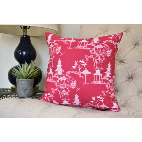 16 x 16 inch, Chinapezka Floral Print Pillow, Pink/Fushcia