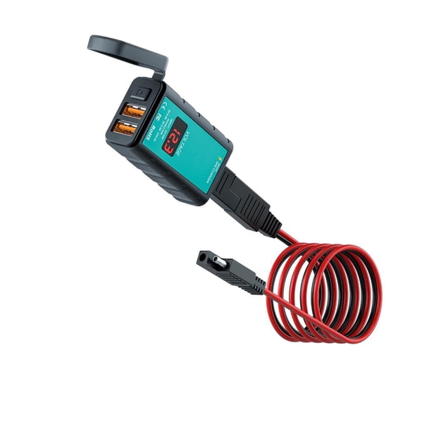 Cargador De Coche De 12-24V Con Voltímetro Digital Enchufe De Cargador De Vehículo Usb Dual Ip66 Adaptador De Carga De Coche Impermeable Para Barco Motocicleta Suv Scienceny VI009281-01