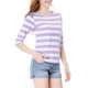 thumbnail image 4 of Camiseta básica de ajuste slim con cuello redondo y mangas de codo para mujer INSPIRE CHIC, estampada, 2XL, color púrpura claro, 4 of 8